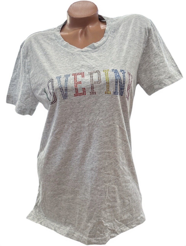 Victoria's Secret LOVE PINK Rainbow Bling Tee Shirt Size Small