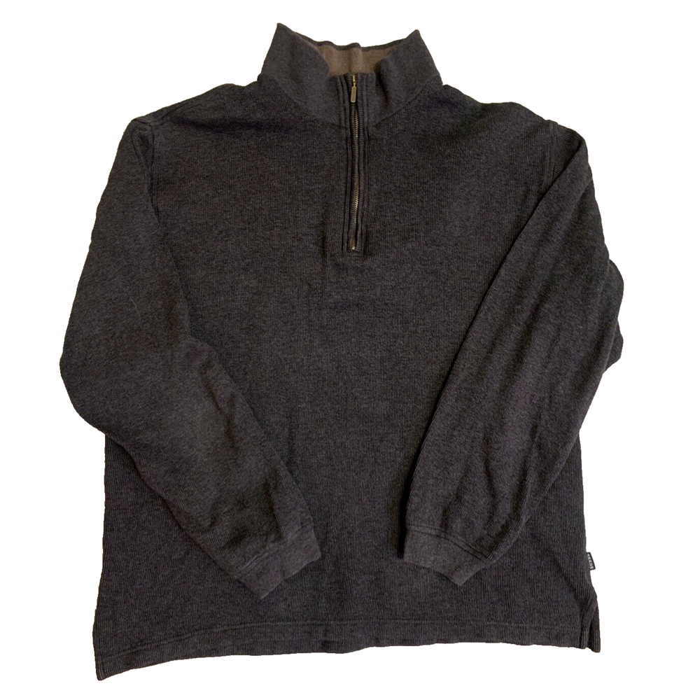 Arrow USA 1951 Sweater Mens Large 1/4 Zip Dark Grey Classic Mock Neck Pullover