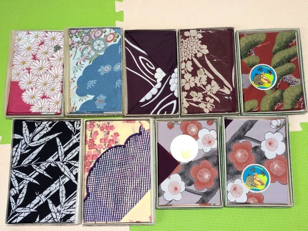 Showa Furoshiki Set 9 Wrapping Cloths Vintage Style Ready Excellent New