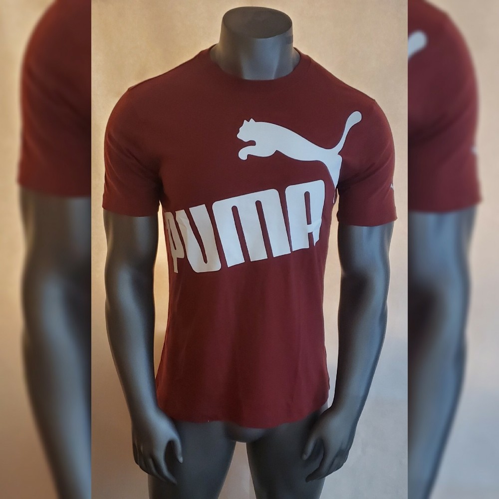 PUMA AUTHENTIC TSHIRT MEN CREW NECK SHORT SLEEVE SIZE L RHUBARB BIG LOGO DESIGN
