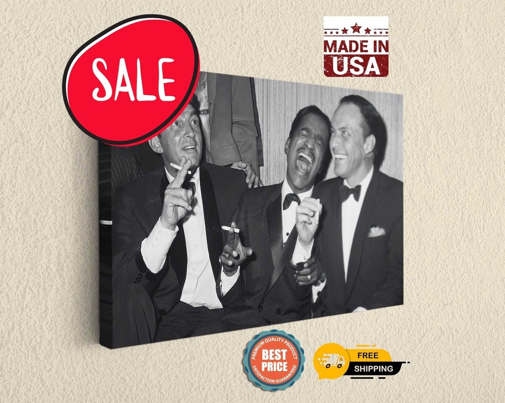 Black White Canvas Print Rat Pack Movie Actors Wall Decor Ready To Hang
