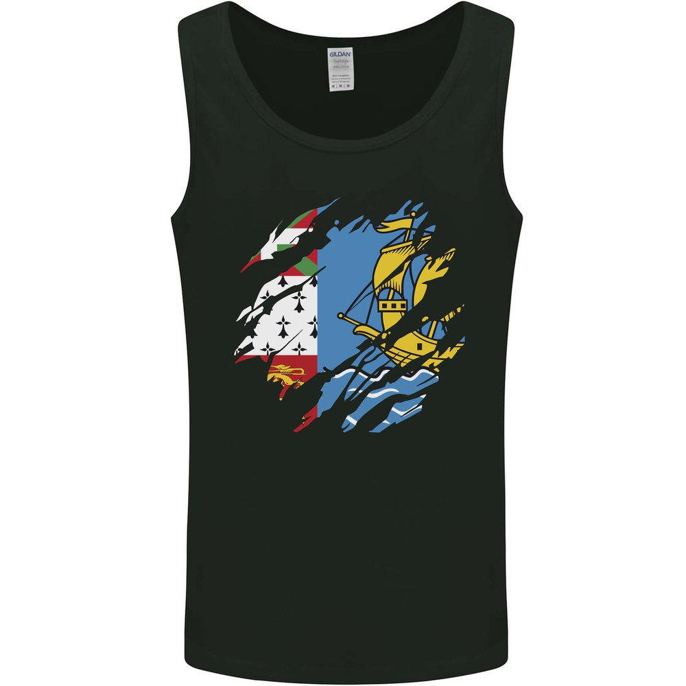 Torn Flag Saint Pierre and Miquelon Mens Vest Tank Top