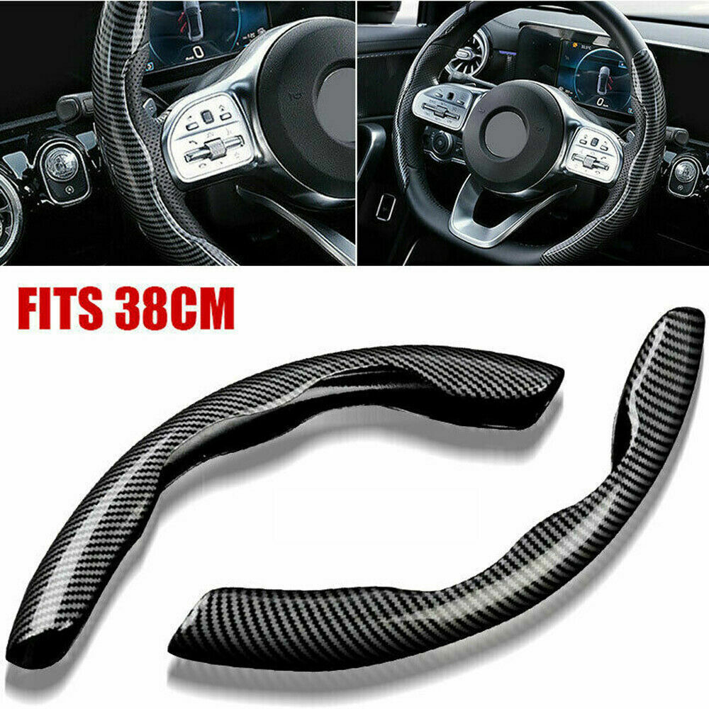 2x Non-Slip Universal Steering Wheel Booster Cover Carbon Fiber Car Accessories