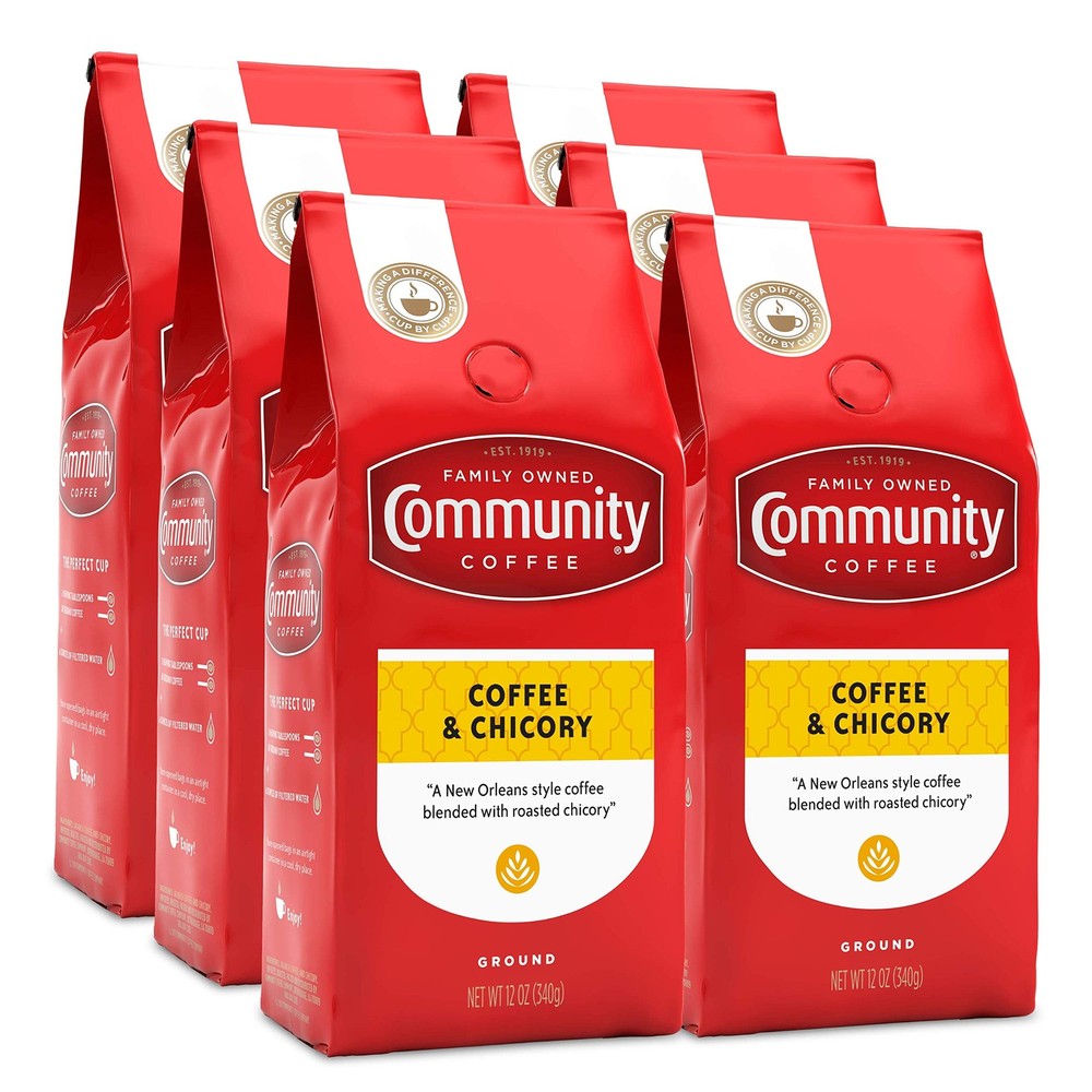 Community Coffee And Chicory Medium Dark Roast 12 Ounce Pack Of 6