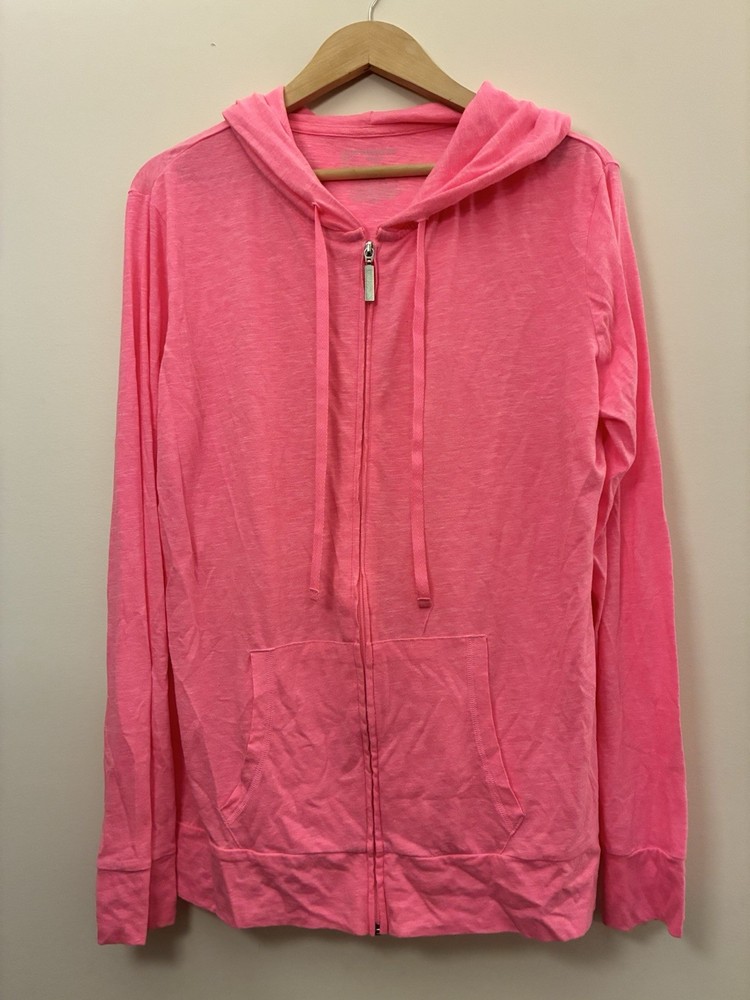 No Boundaries Women's Solid Pink Sheer Cotton Full Zip Long Sleeve Hoodie XXL 19