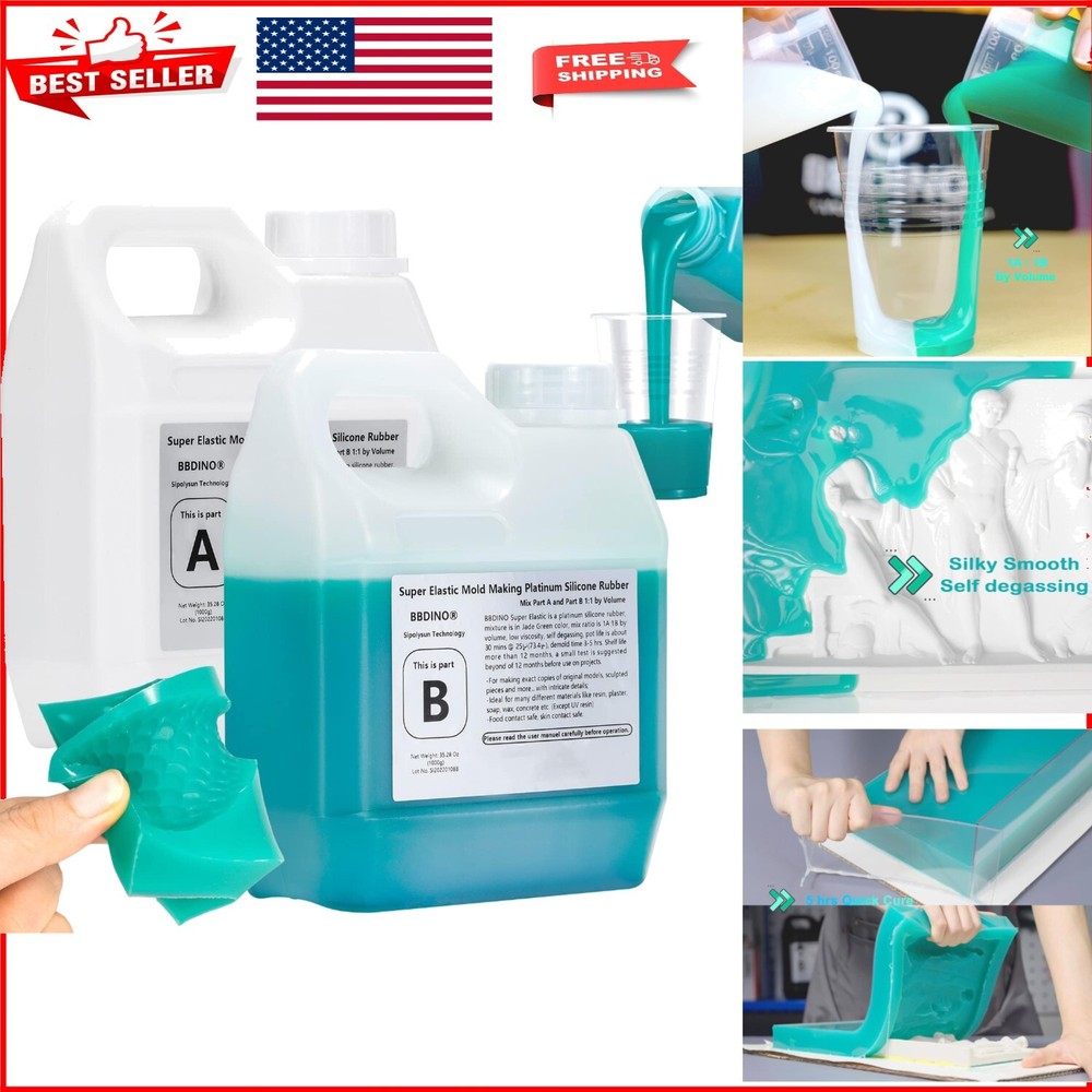 High Strength Silicone Mold Making Kit 70.56 Oz: Vivid Jade Color & Flexibility