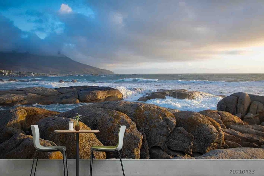 3D Sky Sea Rocks Landscape Wall Murals Wallpaper Murals Wall Sticker 3