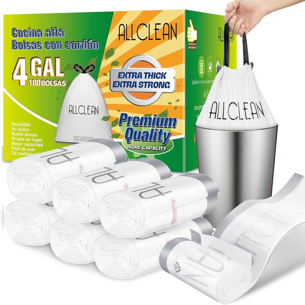 Newest 15 Gallon Trash Bags, Tall Kitchen Garbage Bags 13-15 Gallon Drawstrin...