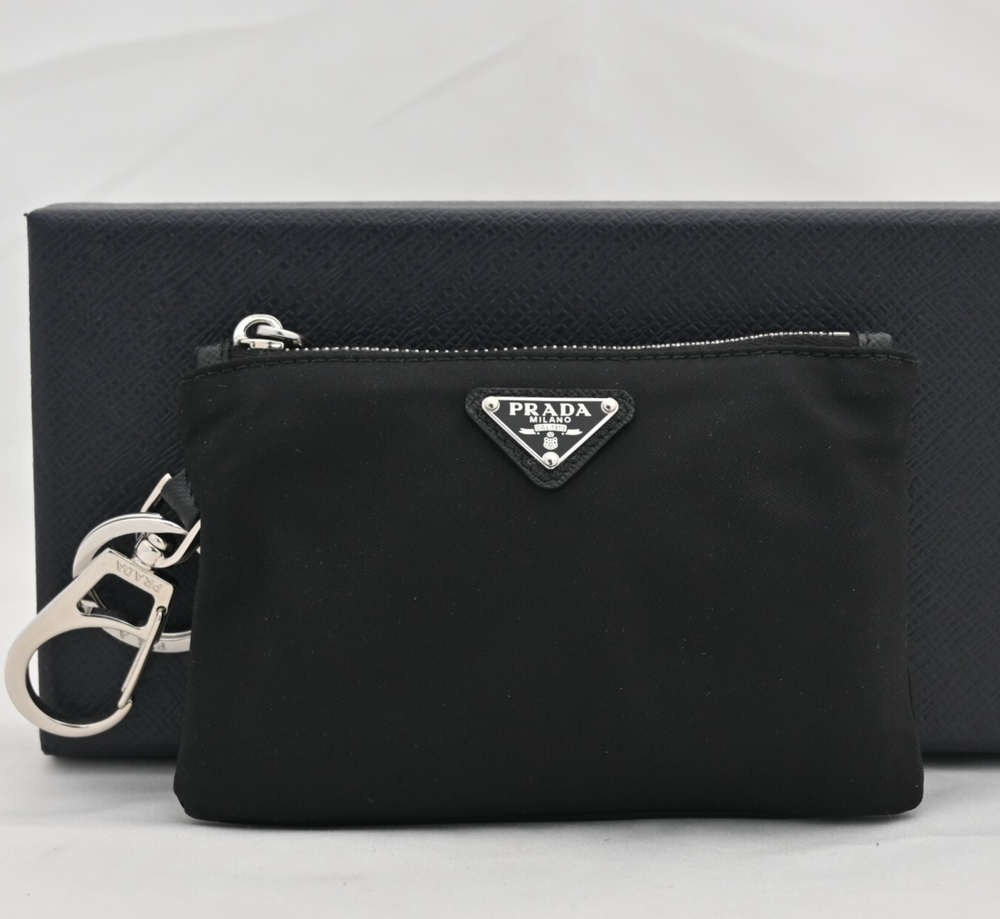 Auth Prada Coin Purse with Key Ring and Box in Nero Black - PR8836EW