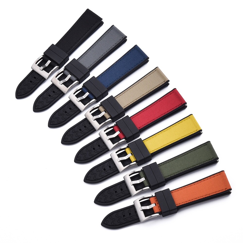KENSINGTON Hybrid Sailcloth & FKM Rubber Quick Release Watch Straps 20mm & 22mm