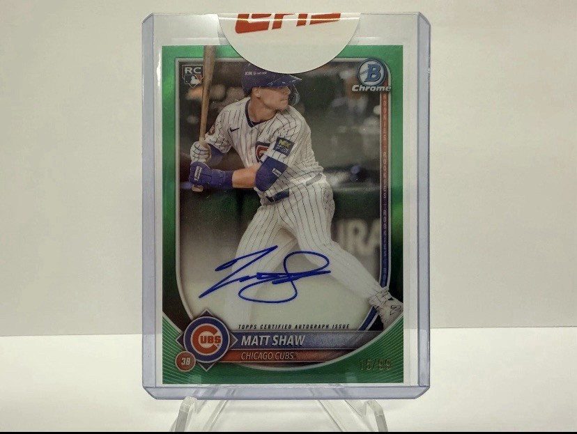 Matt Shaw 2025 Bowman Chrome Rookie Green Refractor Cubs Rc Auto /99
