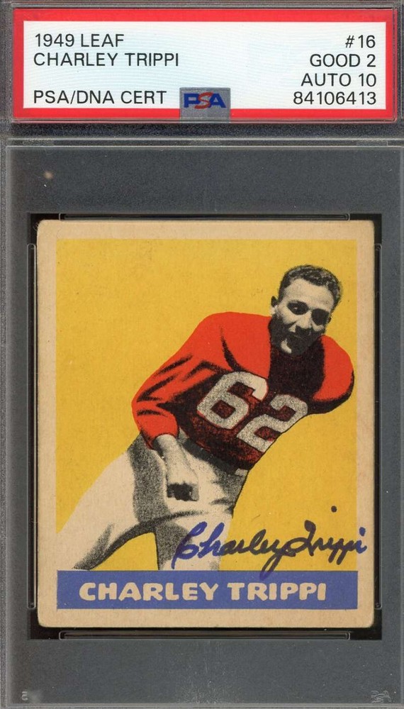 Charley Trippi Gem Mint 10 PSA DNA Signed 1949 Leaf Rookie Autograph