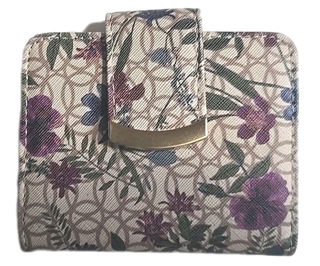 Time and True Womens Sharon Wallet in Vinyl Floral Print Rose Pink