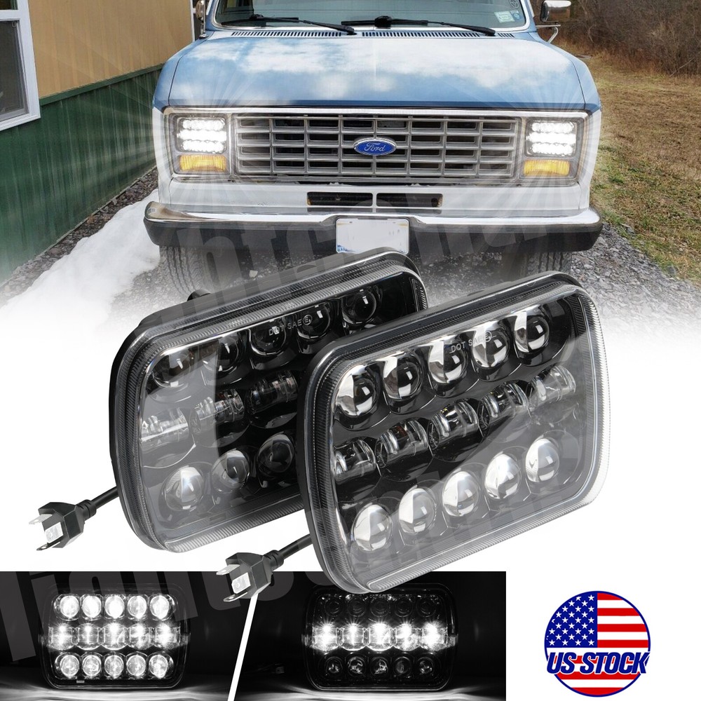 2Pcs 5x7 7x6 LED High Low Beam Headlights Compatible with Ford E-150 E-250 E-350 Econoline