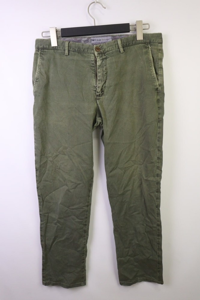 ETRO Green Cotton Stretch Chino Straight Dress Pants Trousers Size IT 50 W36