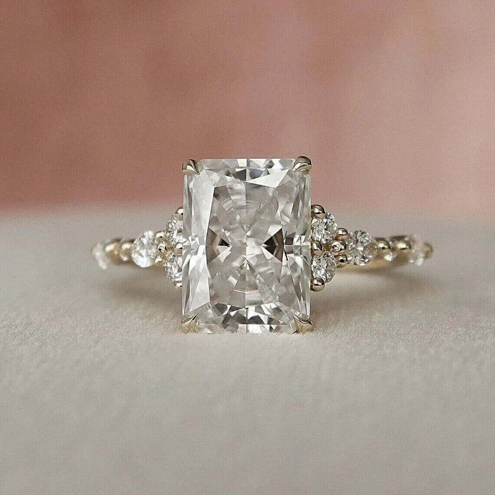 2.25Ct Radiant Cut Moissanite Engagement Wedding Bridal Ring White Gold Plated