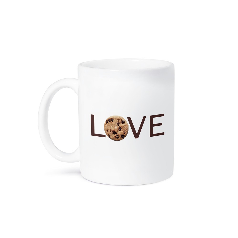 3dRose Love Cookies Text with Chocolate Chip Cookie Yummy Food Mug