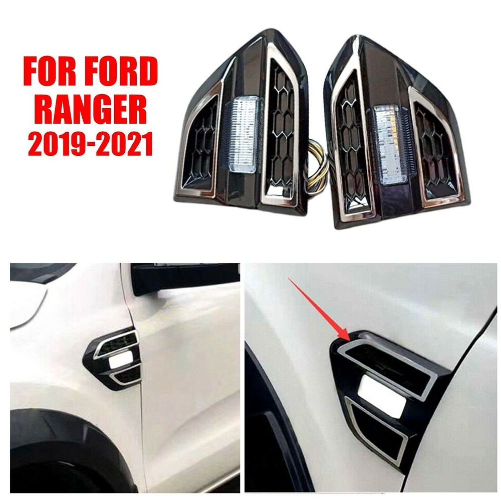 2pcs Side Air Vent Fender Part with Turn Signal Fits For 2019-2021 Ford Ranger