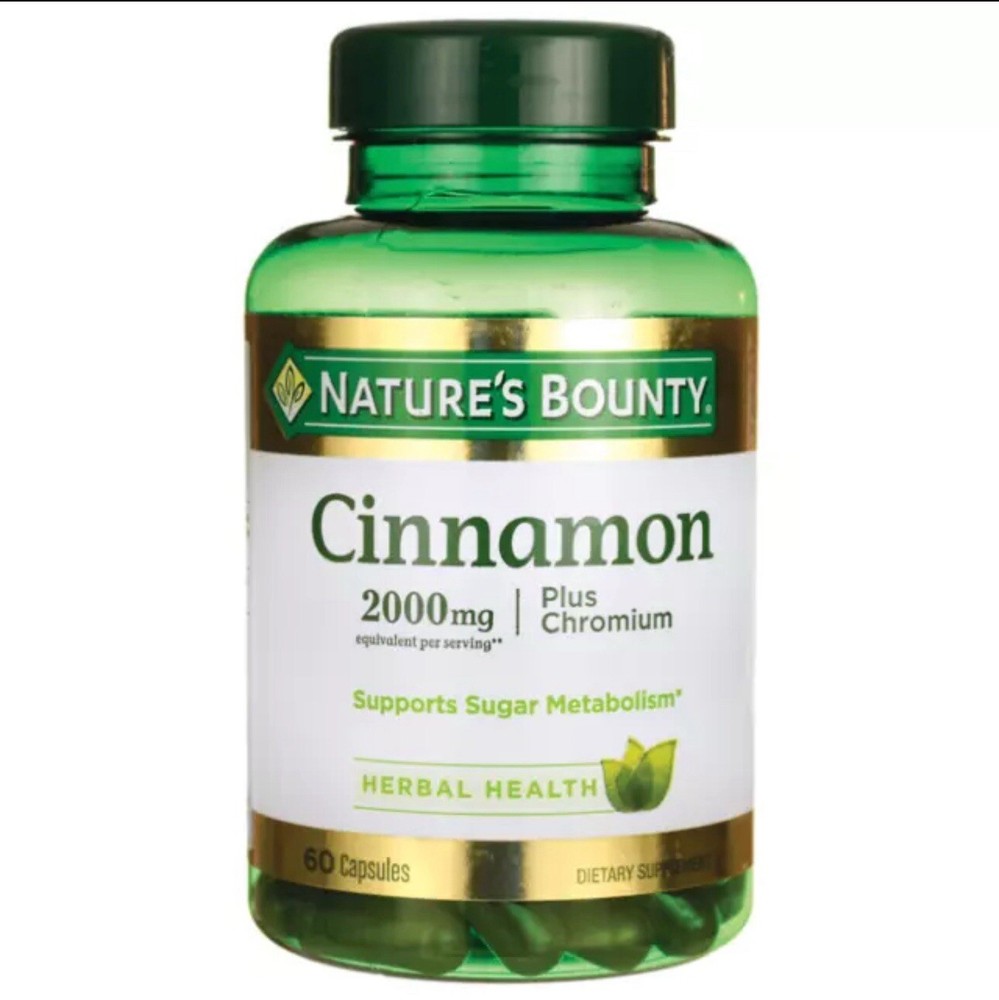 Nature's Bounty Cinnamon 2000mg Plus Chromium Sugar Metabolism Capsules 60 ct