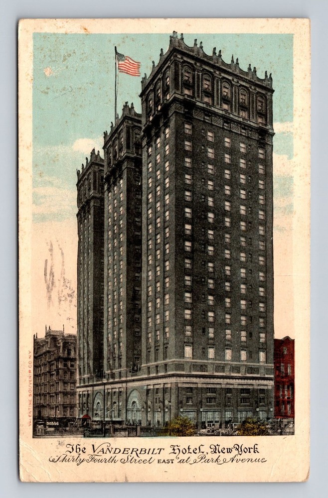New York City NY, The Vanderbilt, Souvenir, Antique, Vintage c1920 Postcard