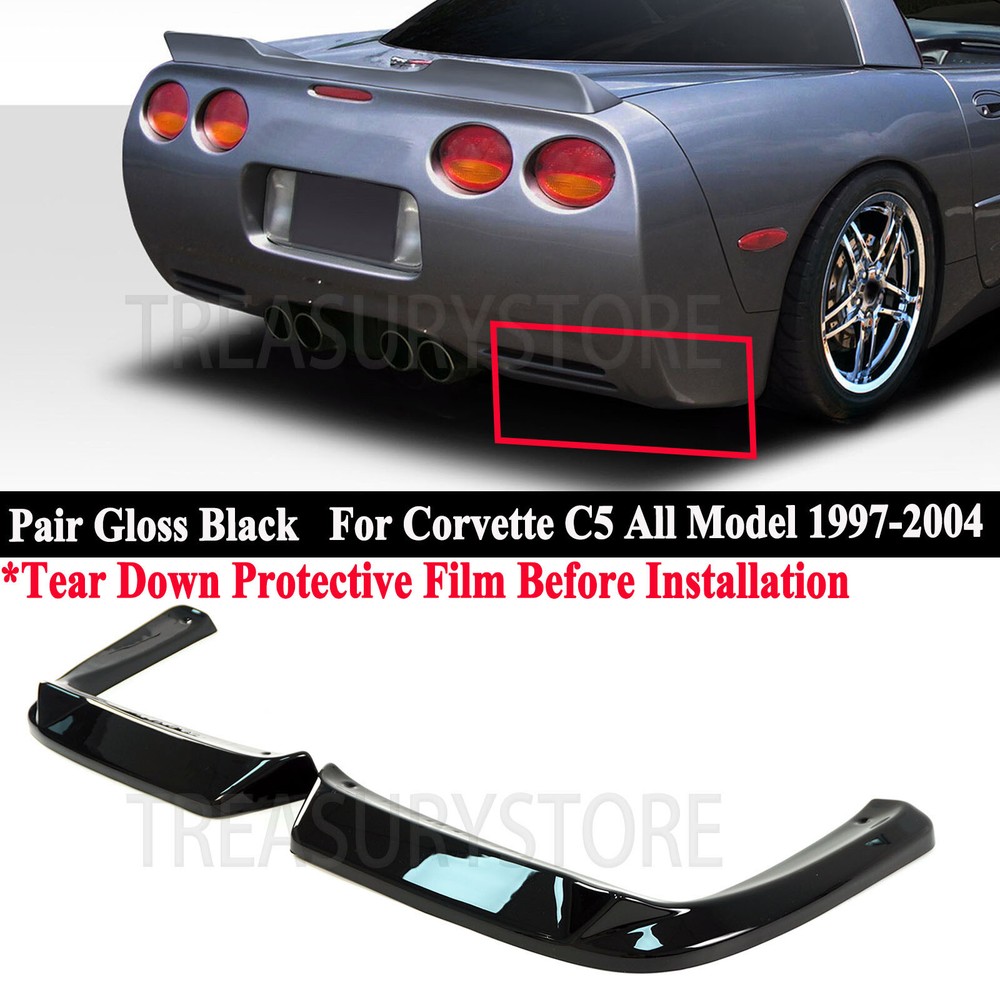 1997-2004 Corvette C5 Gloss Black Rear Bumper Side Splitter Corner Aprons