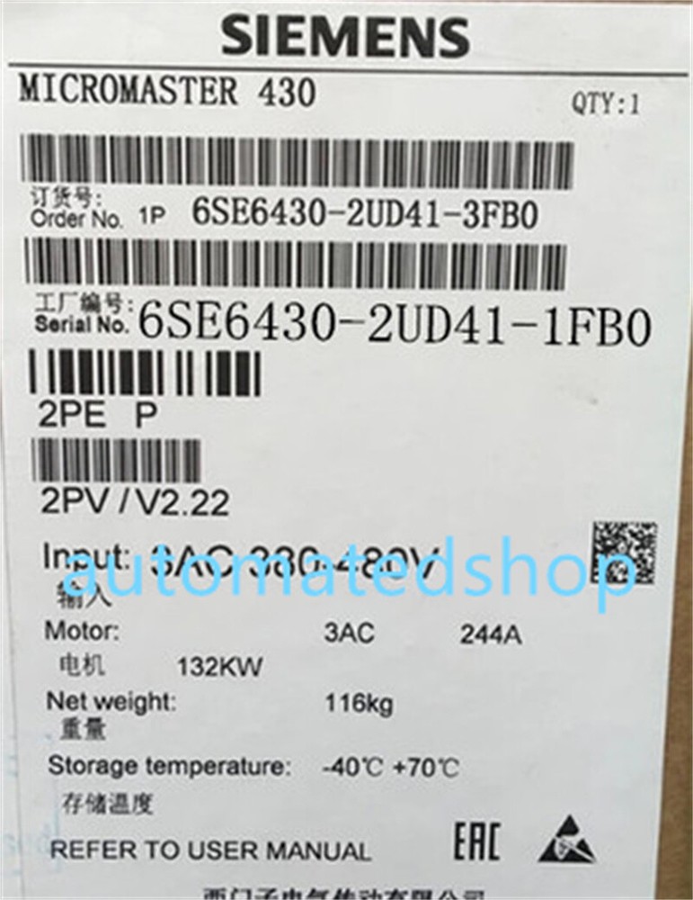 Siemens M430 series inverter 6SE6430-2UD41-1FB0 Via DHL or FedEx