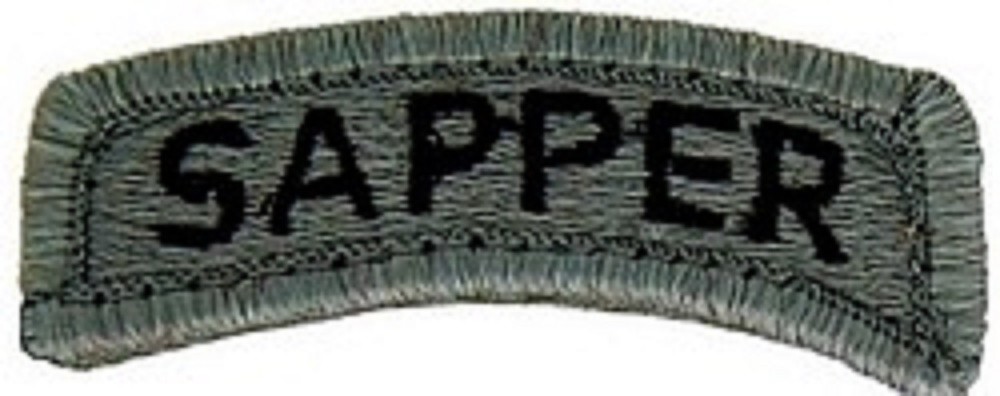 US ARMY SAPPER TAB ROCKER PATCH ACU GREY GRAY HOOK LOOP BACKING ENGINEER COMBAT
