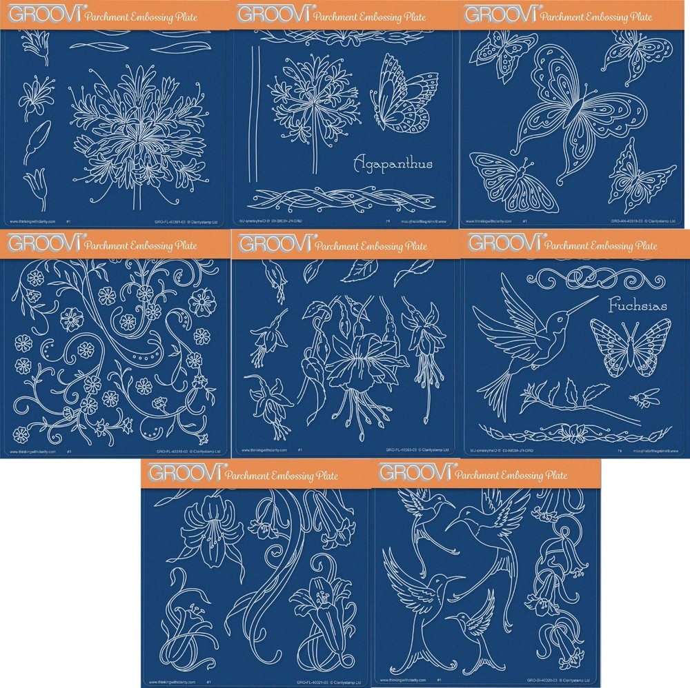 Clarity Stamps Groovi Parchment Embossing A5 Plate Jayne Nestorenko Flowers