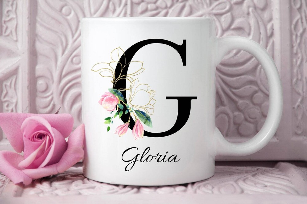Personalized G Initial Mug Custom Coffee Cup Bestie Gift Monogram Mugs Gift For