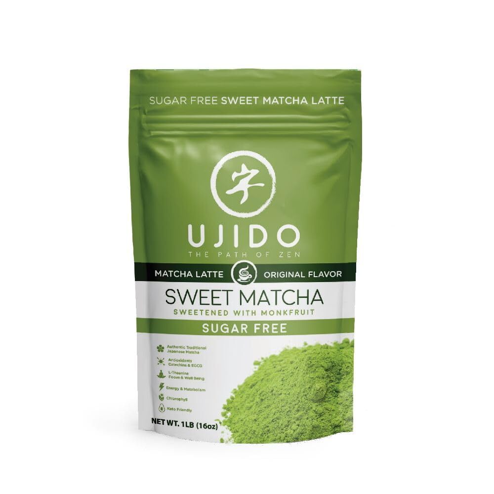 Ujido Sweet Matcha, 16 oz. – Sugar-Free Ceremonial Japanese Matcha – Sweetene...
