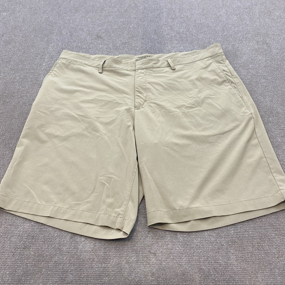 Nike Golf Shorts Mens 40 Beige Dri Fit Casual Flat Front Logo Outdoor Stretch