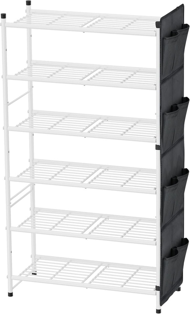 6-Tier Metal Shoe Rack Organizer Holds 20-24 Pairs 27-Inch Wide