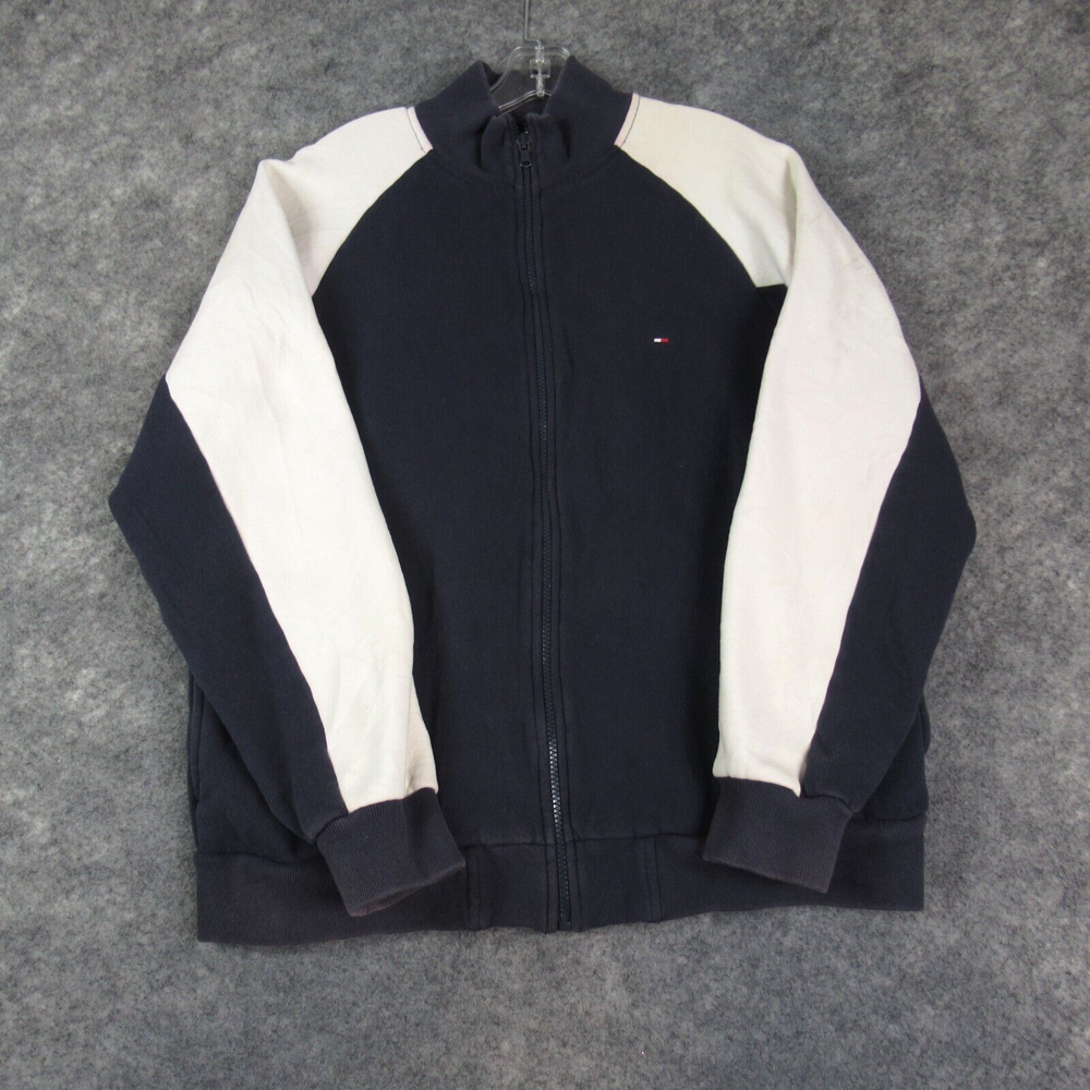 Tommy Hilfiger Mens Blue Spell Out Zip Hoodie with Pockets Size Small