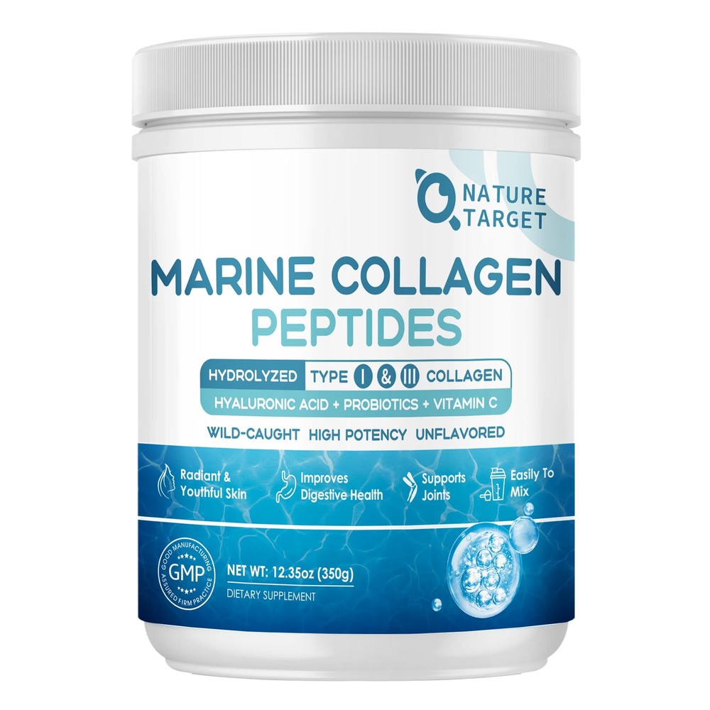 Marine Collagen Peptides Powder - Type I & III Hydrolyzed Collagen with Probi...