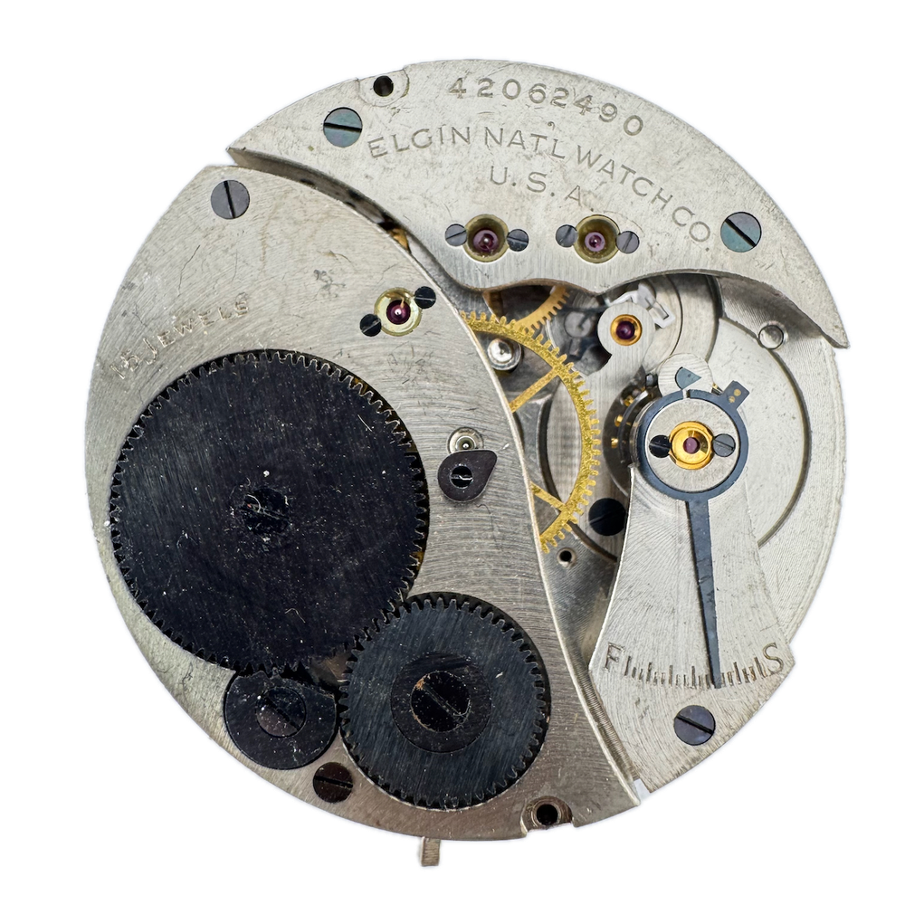 Vintage 16s 1943 Elgin 15 Jewel Chronograph Pocket Watch Movement 582 USA