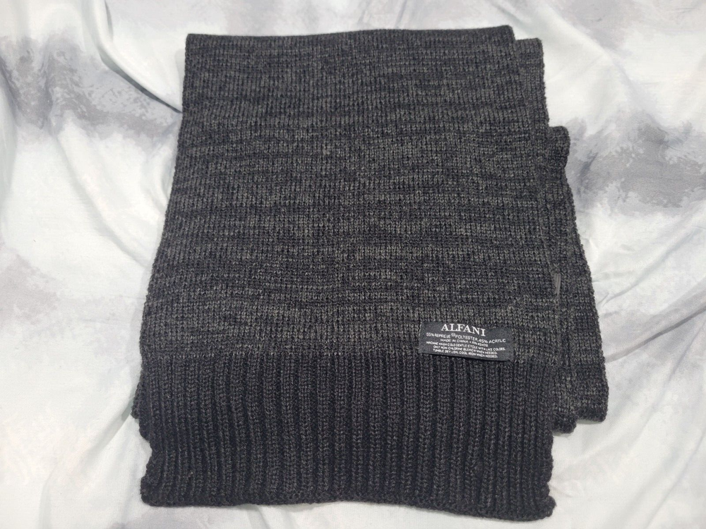 ALFANI Navy Black Grey Winter Knit Scarf