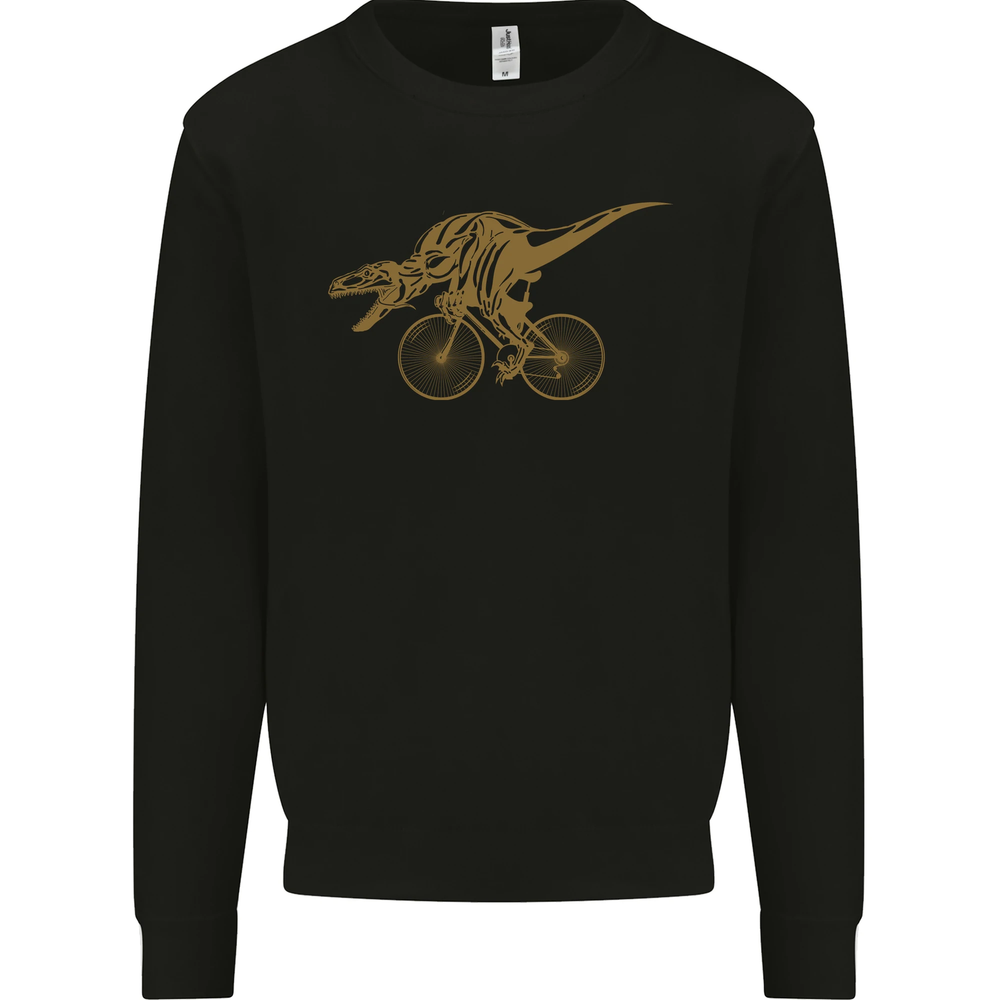 T-Rex Dinosaur Riding a Bicycle Cycling Mens Sweatshirt Jumper