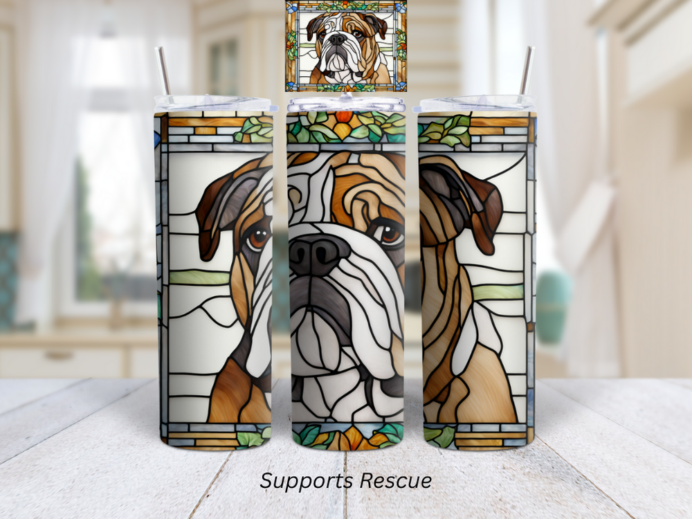 Stained Glass English Bulldog Vibrant 20 oz Stainless Steel Insulated Tumbler