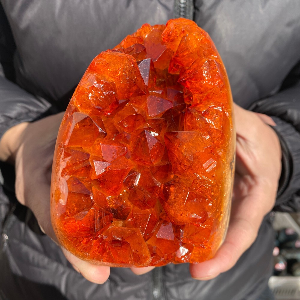 3LB Natural Citrine Geode Quartz Cluster Crystal Cathedrals Healing Specimen