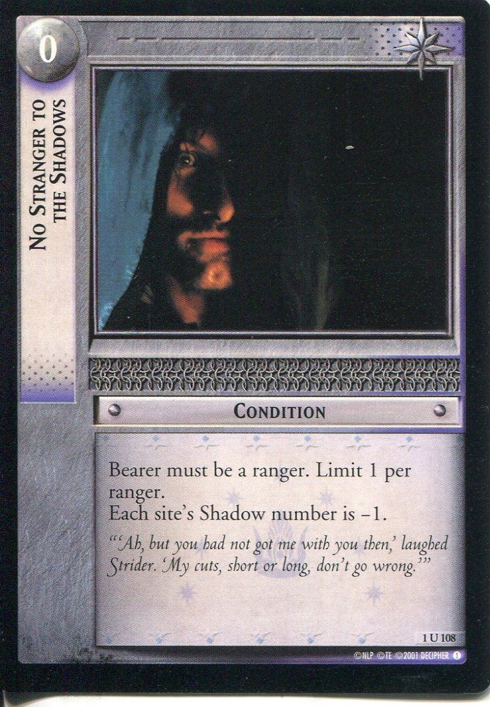 Lord Of The Rings CCG FotR Card 1.U108 No Stranger To The Shadows