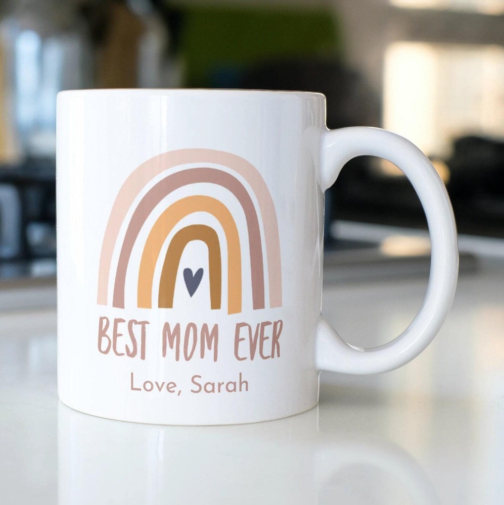 Best Mom Ever Bohemian Rainbow Personalized Mother's Day Mug Unique Premium