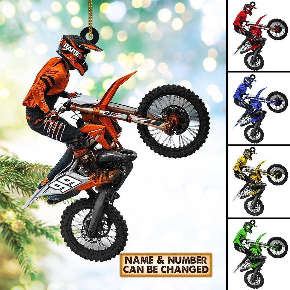Personalized Motocross Biker Christmas Ornament  Motocross Racer Ornament Gift