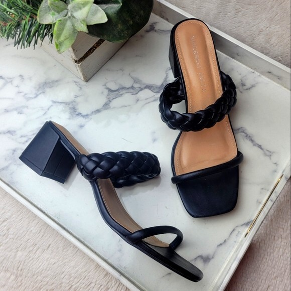 Sincerely Jules Size 9.5 Vanna Black Braided Square Toe Sandal Trendy