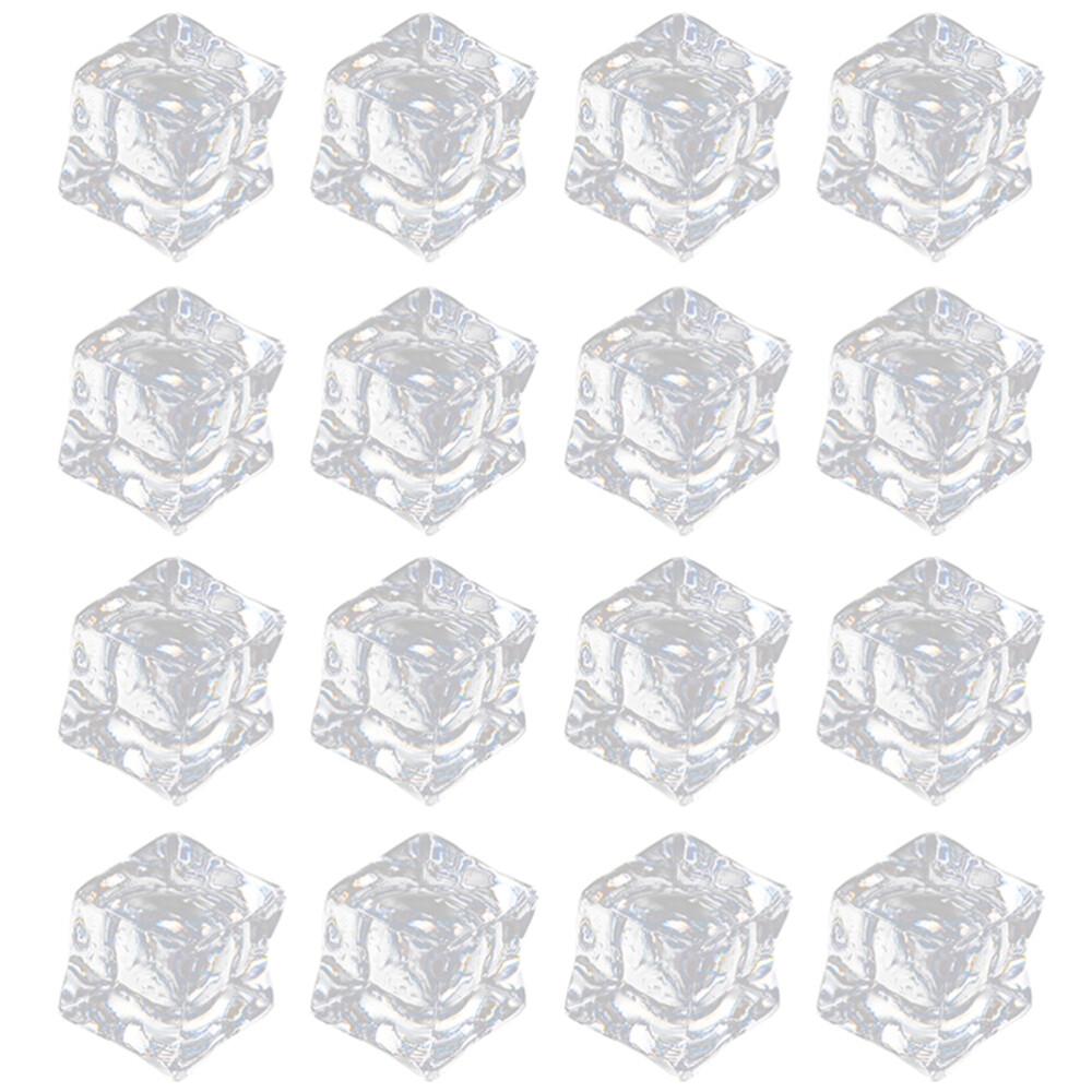 200pcs Acrylic Ice Cubes Clear Fake Photography Props Decorative Ice Cube
