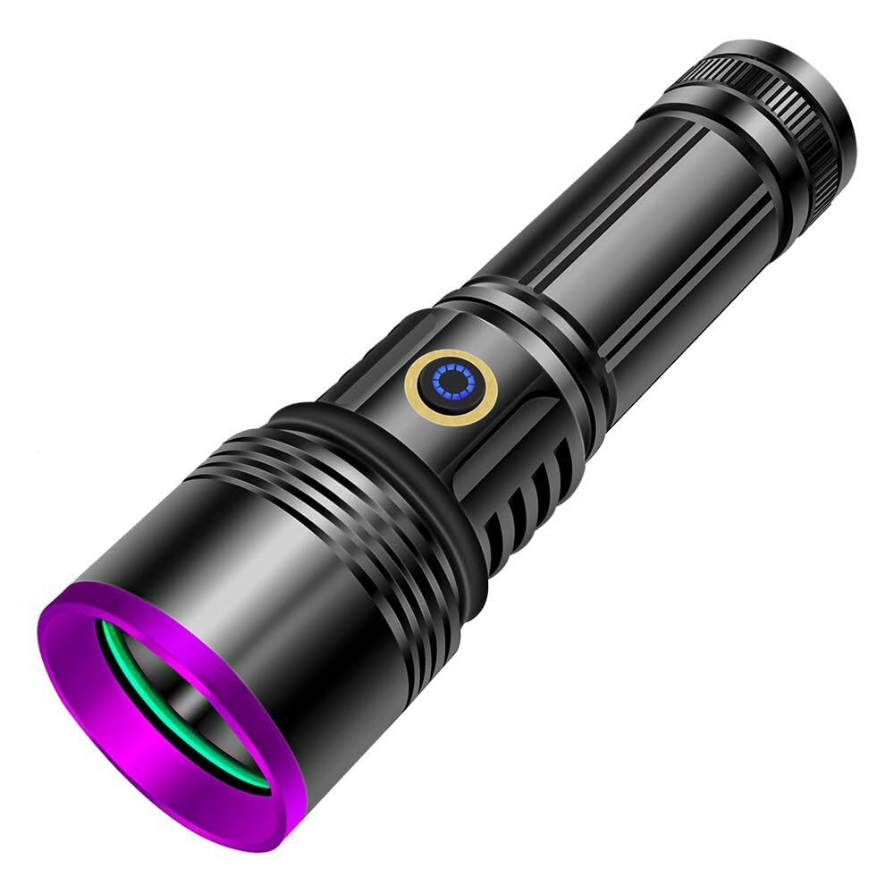 30W High-Power USB Rechargeable 365nm UV Flashlight Black Light  