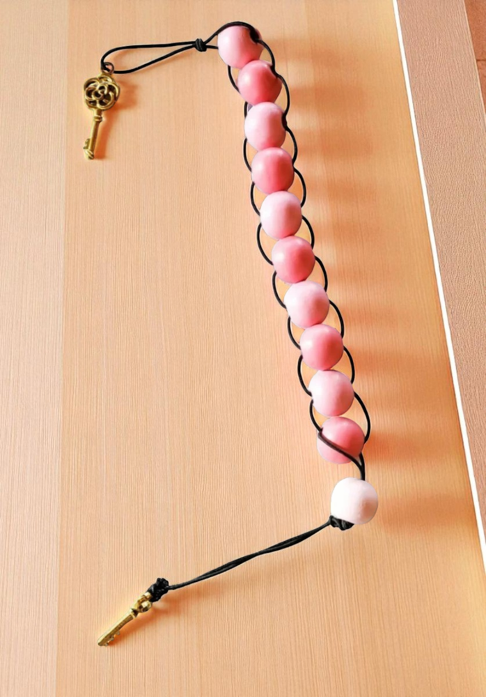 Wooden Pocket Prayer Beads – Pink – Cross Charm & Medallion – Spiritual Protect
