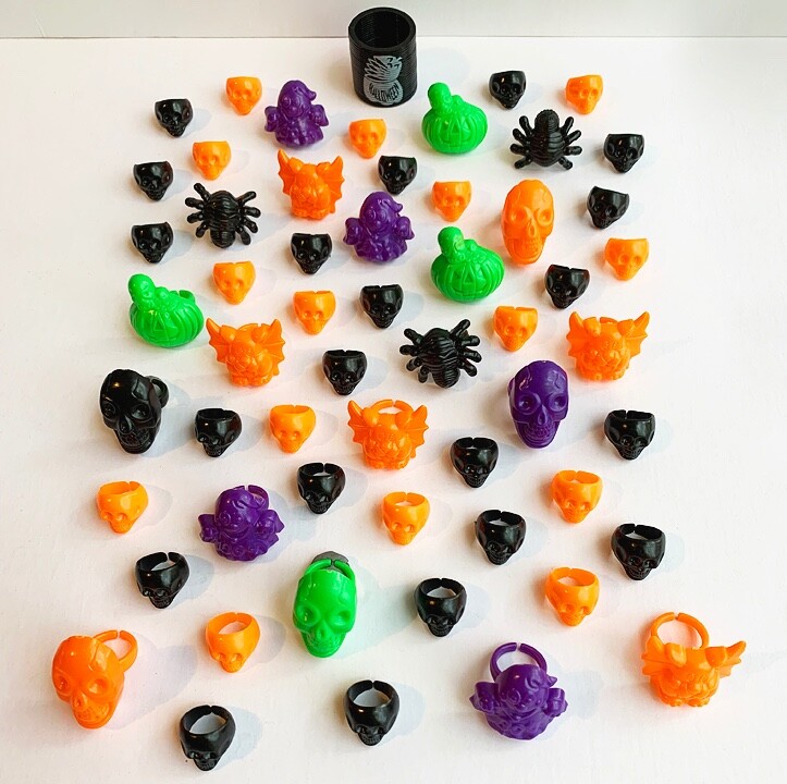 Halloween Rings Lot! Skulls, Ghosts, Pumpkins, Cats, Spiders...