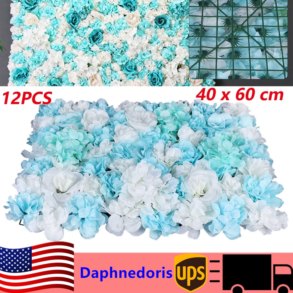 12PCS Silk Rose Flower Panels for Wedding Valentine Backdrop Decor