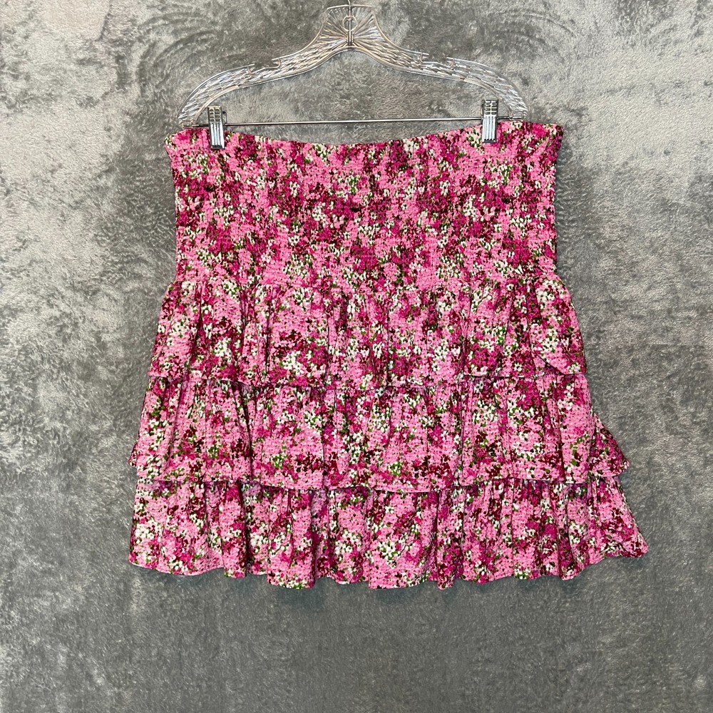 Michael Kors Women Colorful Coquette Girly Ditzy Floral Tiered Mini Skirt XL*