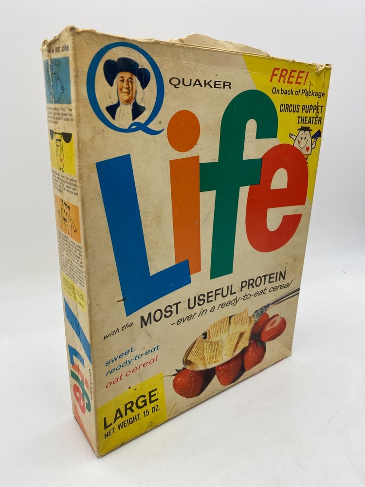 1960s Quaker LIFE Cereal Box 